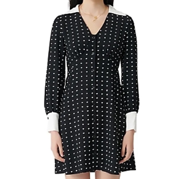 NWT Maje polka dot dress with contrasting details - M - Picture 4 of 9